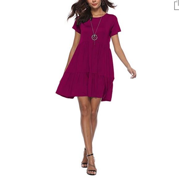 Summer Short Sleeve Loose Swing Casual Dress - Picture 2 of 4